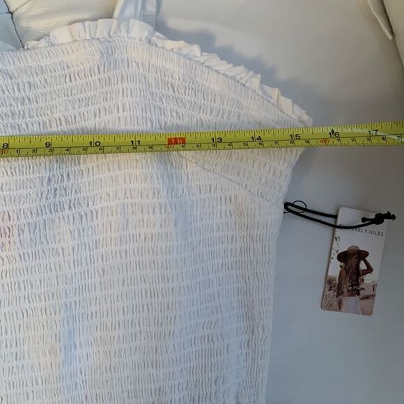 NWT Sincerely Jules Cotton White Tiered Eyelet Mini Sundress Size L - Picture 4 of 9